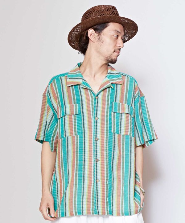 Easy-Breezy Striped Open Collar Shirt - Ametsuchi