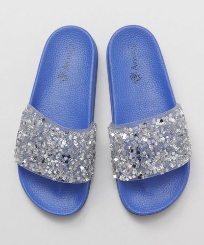 Open Toe Glitter Sliders