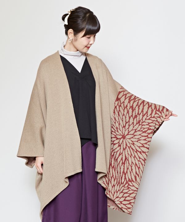 Japanese Crest Motif Knitted KIMONO Cardigan