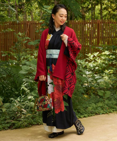 Japanese Crest Motif Knitted KIMONO Cardigan