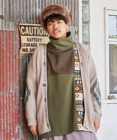 Navajo Patterned Men's Knit Cardigan - Ametsuchi