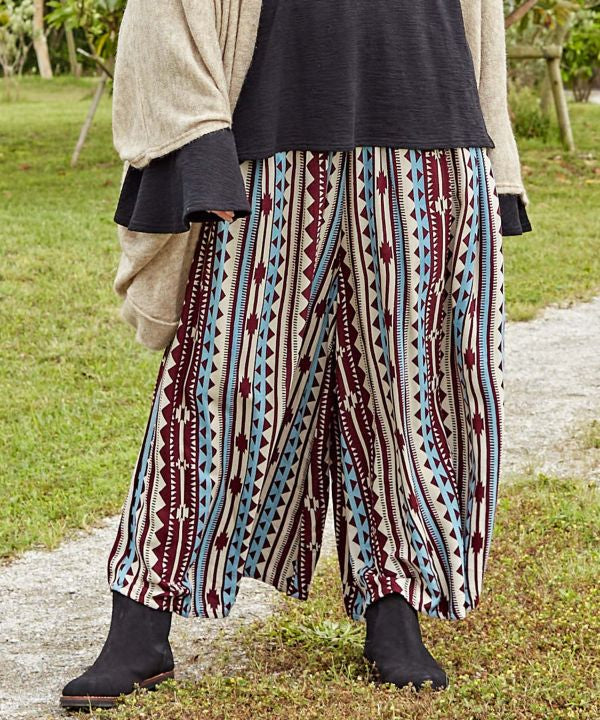 Navajo Pattern Wide Leg Trousers