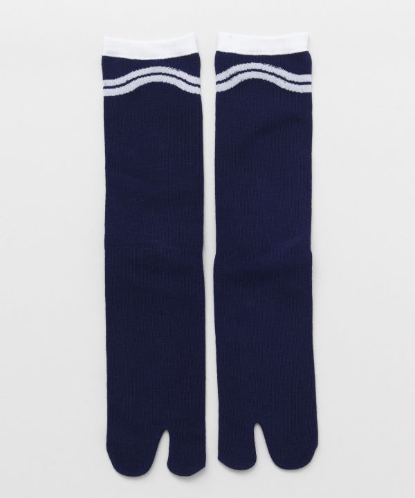 Tabi Socks- Comfortable Soft Dark Blue/Gray Stripes Pattern Ankle-High –  LacePoet