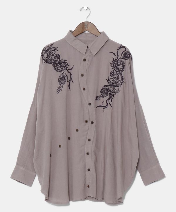 Peacock Embroidery Versatile Shirt