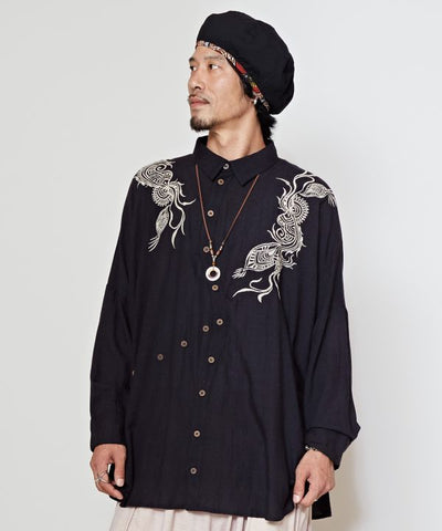 Peacock Embroidery Versatile Shirt