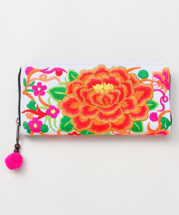 Hmong Pattern Floral Long Wallet