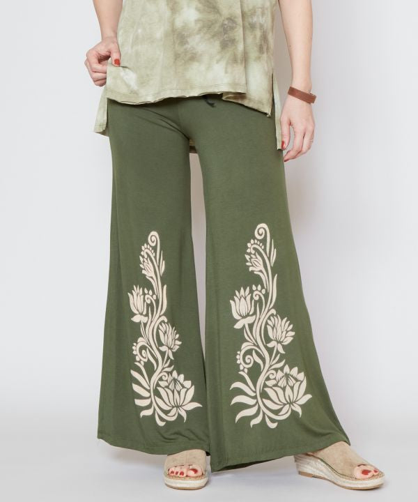 Lotus Print Flare Pants