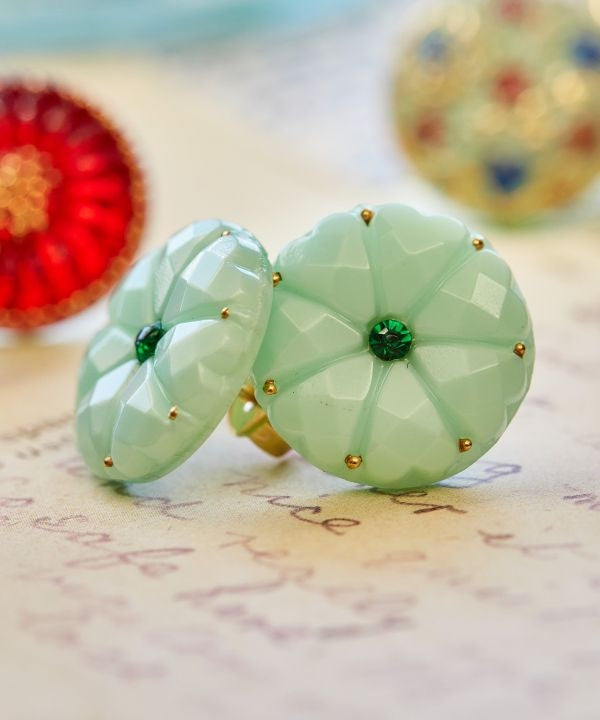 Czech Glass Button Stud Earrings