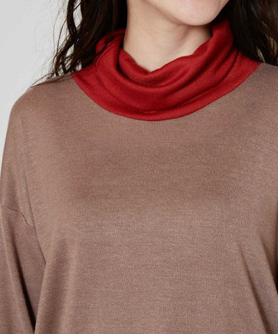 Bi Color Turtleneck Top