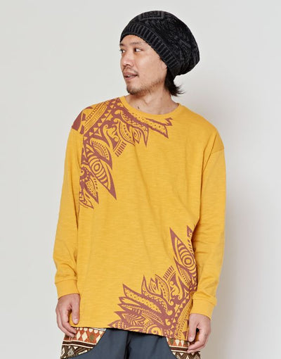 Tribal Feather Graphic Long Sleeve Tee