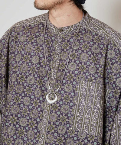 Ajrakh Paisley Patchwork Collarless Shirt