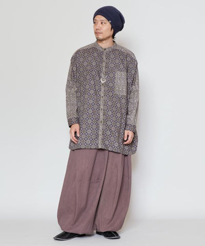 Ajrakh Paisley Patchwork Collarless Shirt