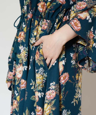 Dog Rose Flare Sleeve Dress