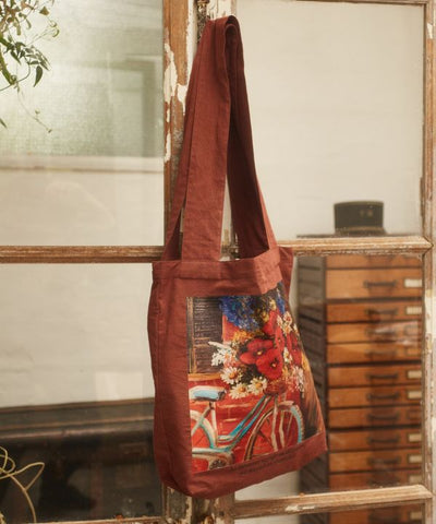 Organic Cotton Floral Art Tote Bag