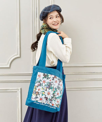 Organic Cotton Floral Art Tote Bag