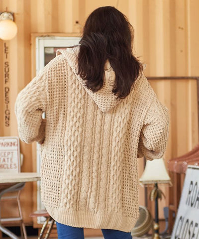 Mole Yarn V Neck Hoodie Cardigan