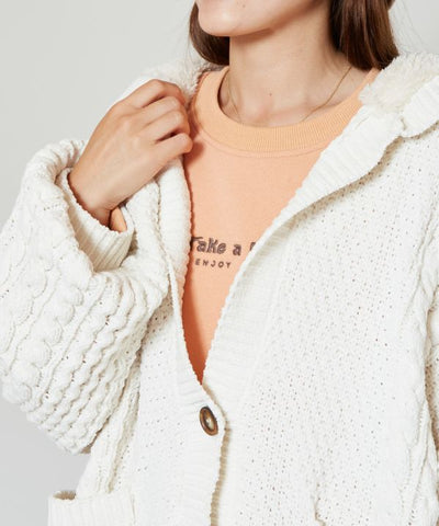 Mole Yarn V Neck Hoodie Cardigan