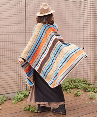 Mexican Color Striped Poncho Scarf