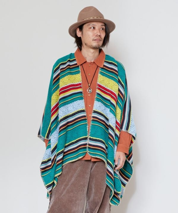 Mexican Color Striped Poncho Scarf