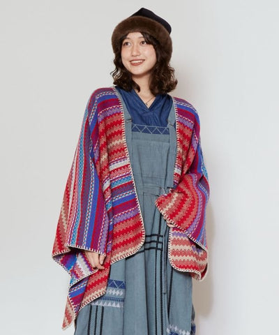 Mexican Color Striped Poncho Scarf