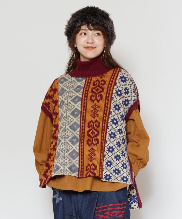 Patchwork Jacquard Knit Top