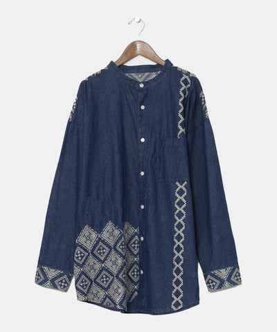 Bohemian Embroidery Denim Shirt