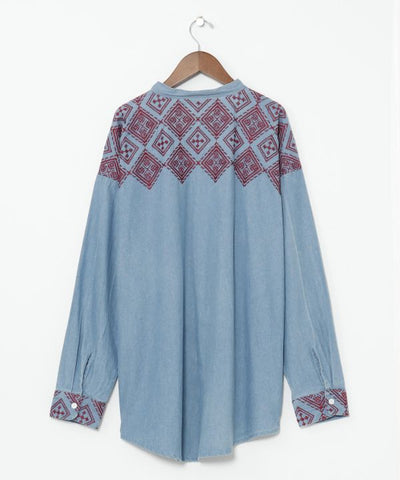 Bohemian Embroidery Denim Shirt