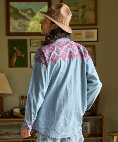 Bohemian Embroidery Denim Shirt