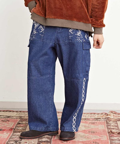 Embroidered Bohemian Denim Pants