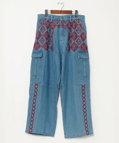 Embroidered Bohemian Denim Pants