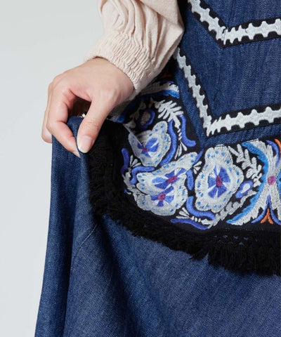 Nomadic Embroidery Denim Skirt