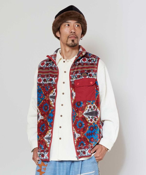 Amina x grn Kilim Pattern Fleece Vest