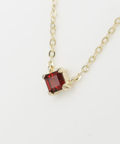 Square Cut Garnet Necklace