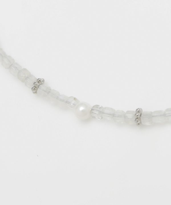 Square Shape Rainbow Moonstone Beads Necklace