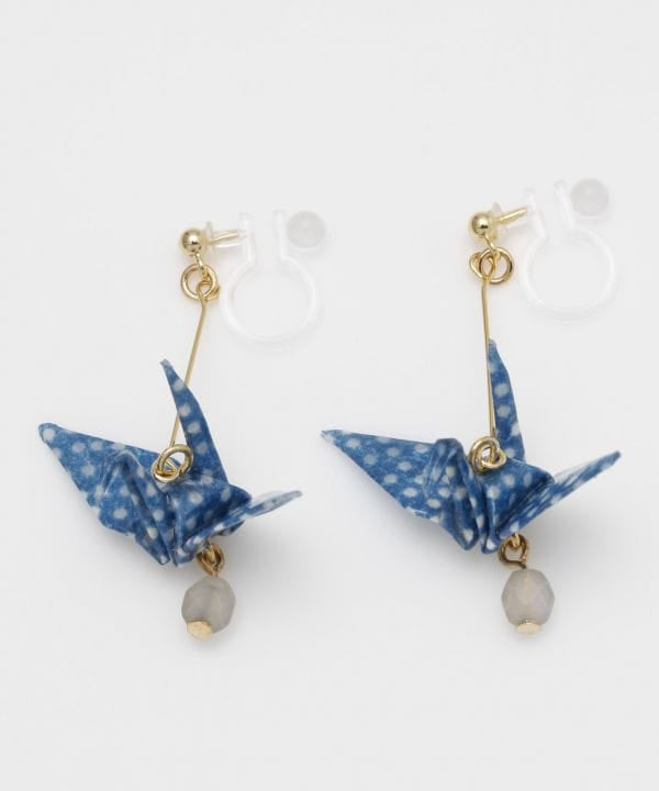 Origami Crane Clip Earrings