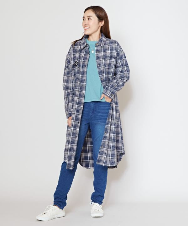 SURF＆Palms Bleached Check Shirt Dress