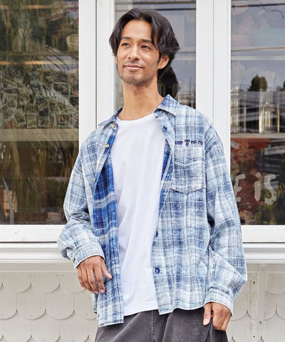 SURF＆Palms Bleached Check Shirt