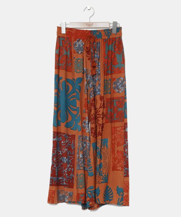 Hawaiian Quilts Print Wide Pants