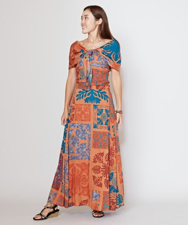 Quilts Print One-Piece Sash Skirt