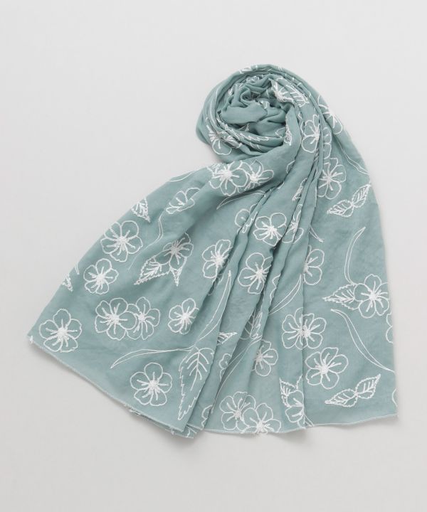 YAMABUKI Floral Embroidery Scarf