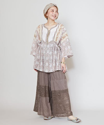 Lace Patchwork Wide Leg Pants