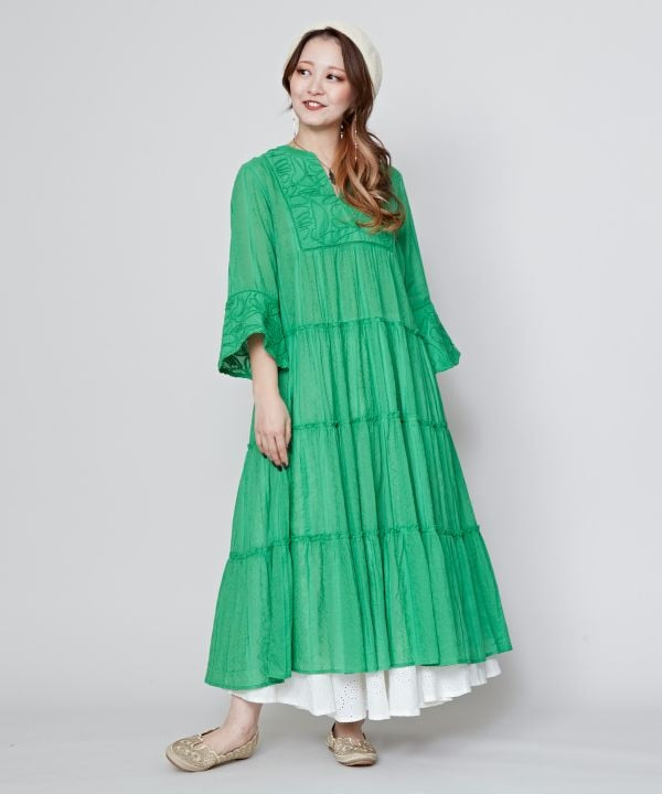 Tiered Tunic Dress with Bell Sleeve