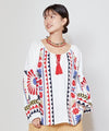 Embroidered Slub Cotton Top