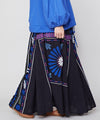 Embroidered Slub Cotton Skirt