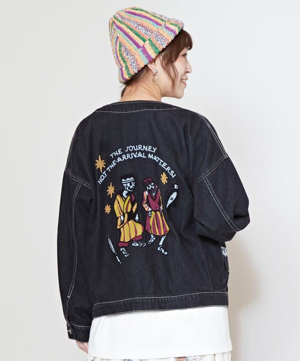 Skull Embroidery Denim Jacket