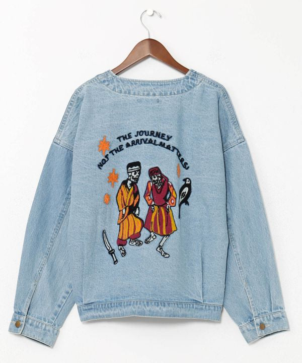 Skull Embroidery Denim Jacket