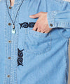 Skull Embroidery Denim Shirt