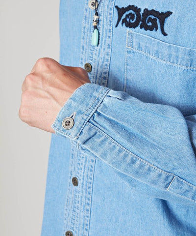 Skull Embroidery Denim Shirt