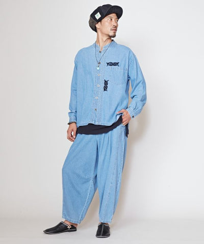 Skull Embroidery Denim Shirt