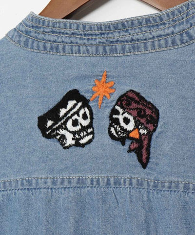 Skull Embroidery Denim Shirt